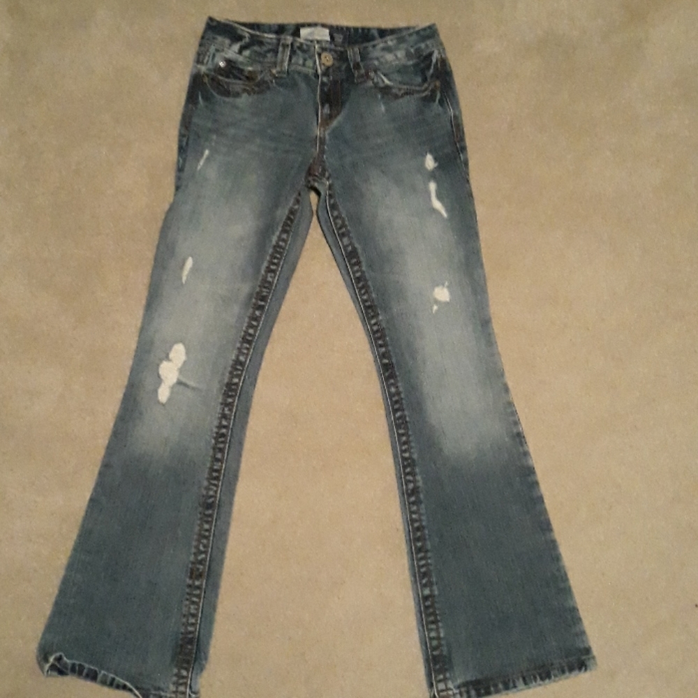 DENIM BLUE JEANS Y2K  SKINNY FLARE SIZE 1/2 REGULAR